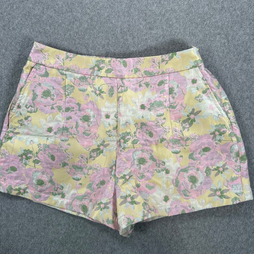 TCEC High Rise Flat Front Shorts Women's Medium Pink Yellow Pull On New